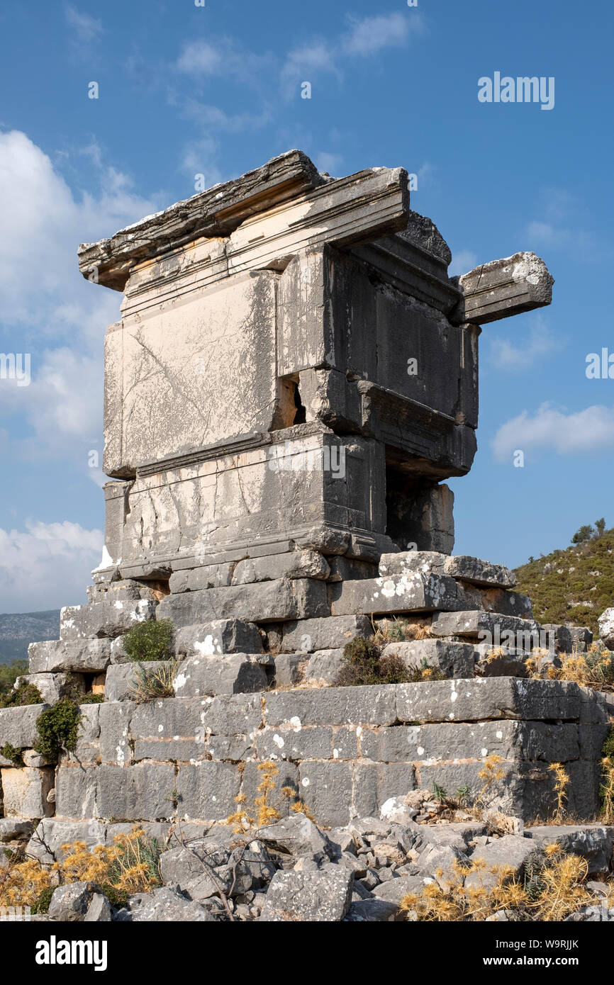 Felsengräber in der antiken Stätte von Sidyma, Mugla, Türkei Stockfoto