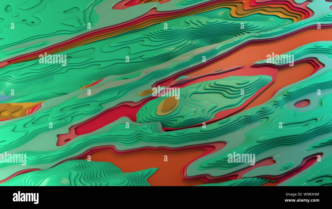 3D-Rendering abstrakte Minimalismus Canyons der Erde farbige analog Farbton Programme kostenlose Farben grafik design Resource verrückt Verrückte bizarre Stockfoto