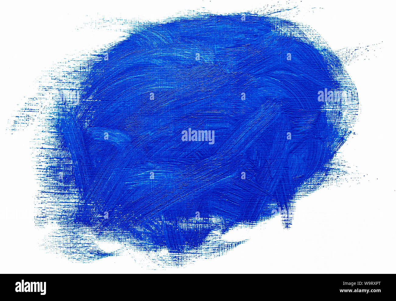 Abstrakt Blau real oil painting Pinselstrichen auf weißem Hintergrund Stockfoto