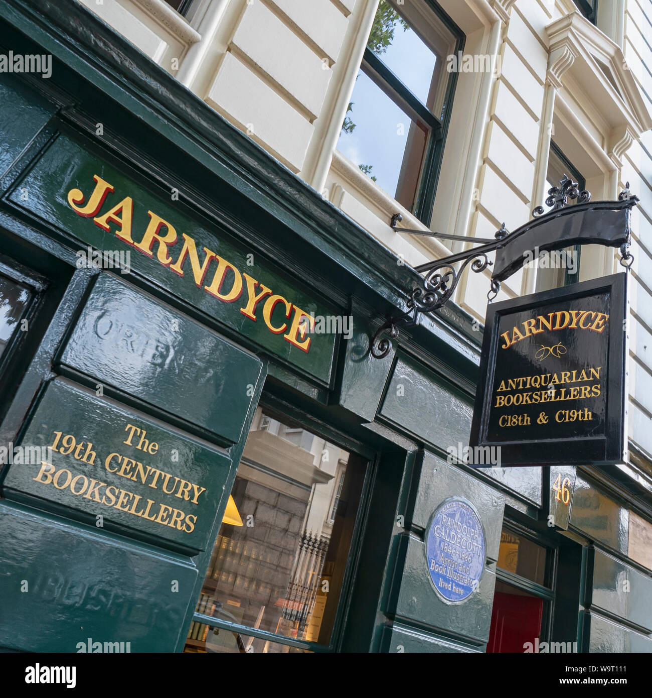 LONDON, Vereinigtes Königreich - 26. JULI 2018: Jarndyce Antiquarian Bookshop in Great Russell Street Stockfoto