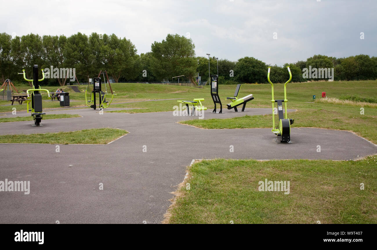 Outdoor Fitness Geräte in Apex Park highbridge Somerset Stockfoto