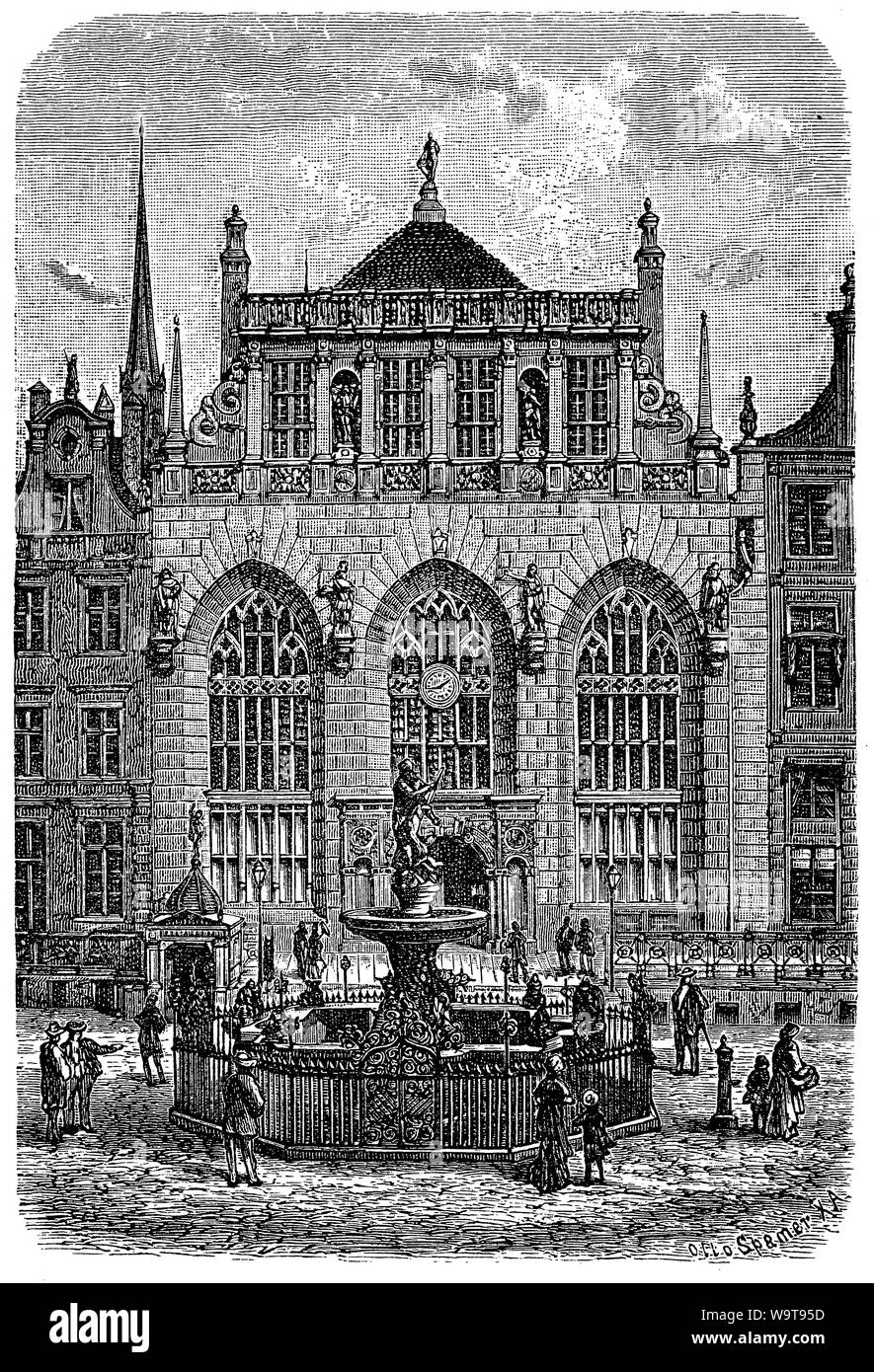 Der Artushof (Artushof) in Danzig, Börse im 18. Jahrhundert in der niederländischen Manierismus Stil 1350 erbaut Stockfoto