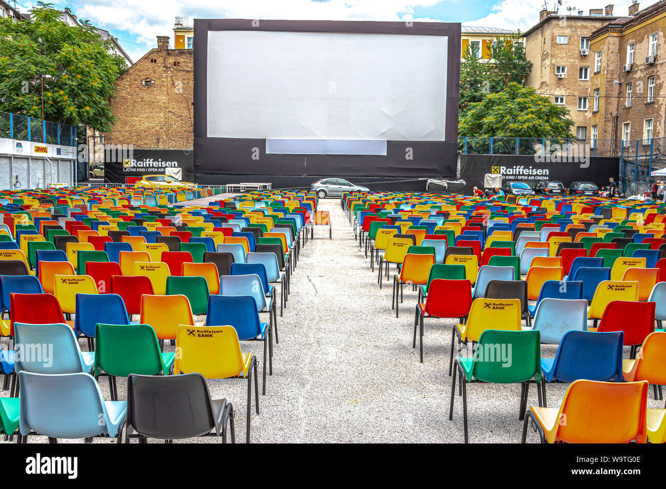 Heute open air Kino Metalac für morgen Sarajevo Film Festival 2019 Eröffnung vorbereitet ist Stockfoto