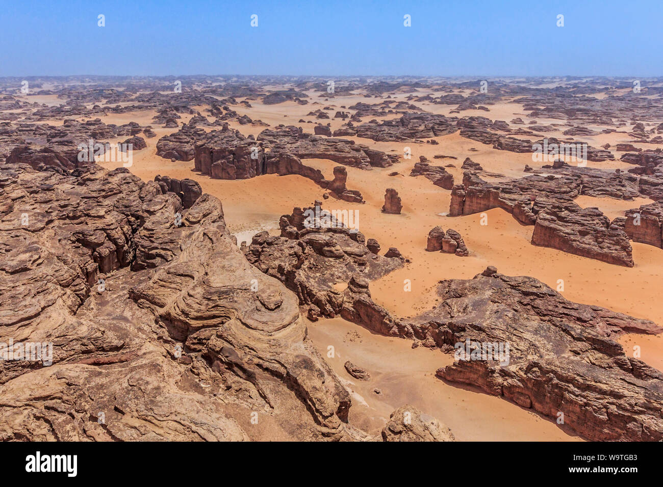 Luftaufnahme der Wüste Landschaft, Dedan, Medina, Saudi-Arabien Stockfoto
