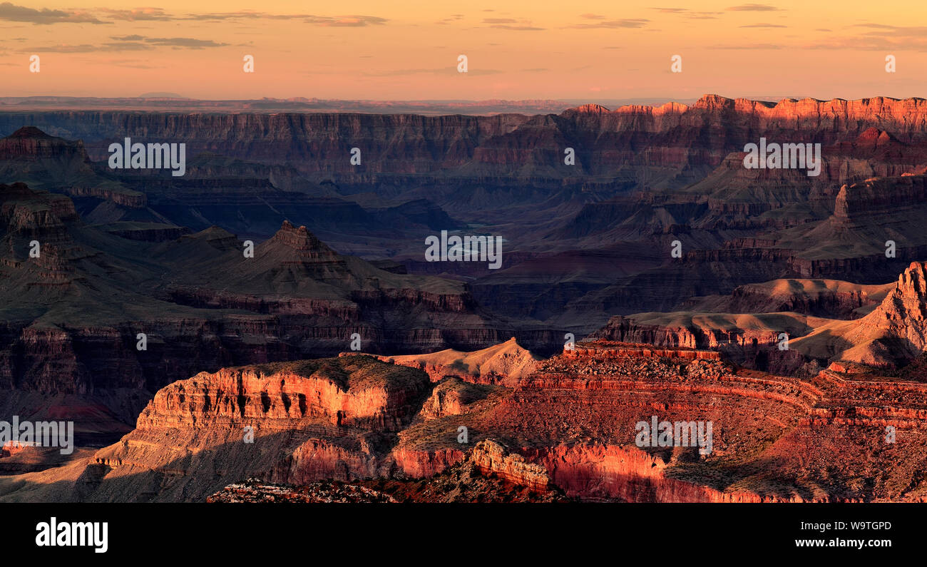 Grandview Point, South Rim des Grand Canyon bei Sonnenuntergang, Arizona, United States Stockfoto
