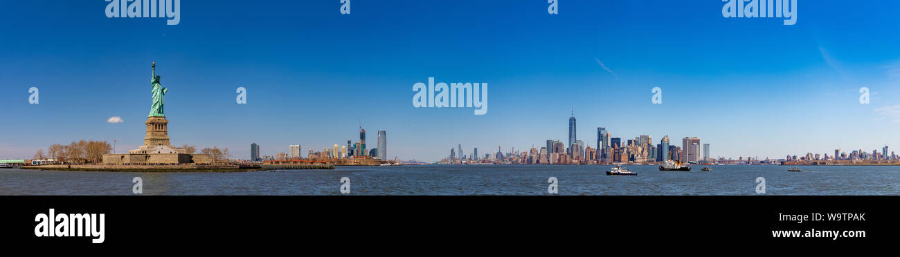 Ein Panorama Bild von New York wie aus dem oberen Schacht. Stockfoto