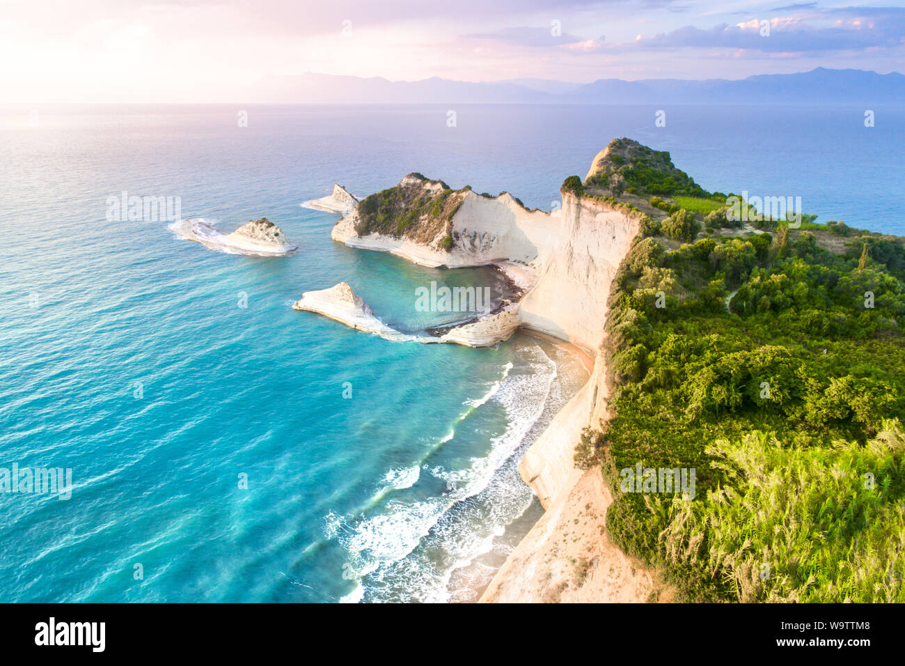 Wunderschöne Aussicht auf Cape Drastis in Korfu, Griechenland Stockfoto