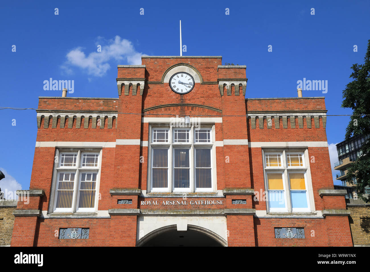 Der historischen Royal Arsenal Torhaus, in Woolwich, in SE London, Großbritannien Stockfoto