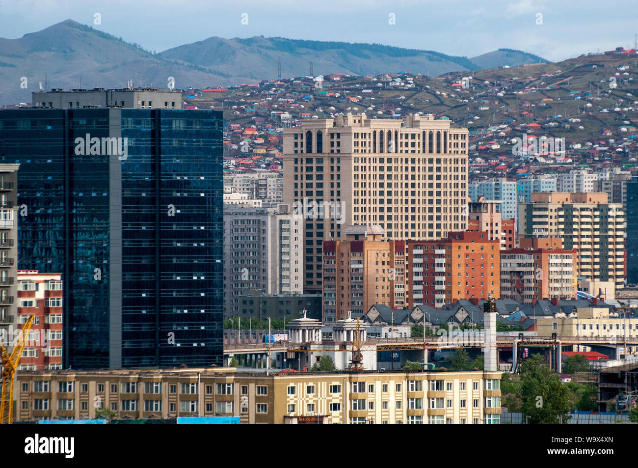 City Central Business District Blick nach Norden zu den Hang 'Ger' District, Ulaanbaatar, Mongolei Stockfoto