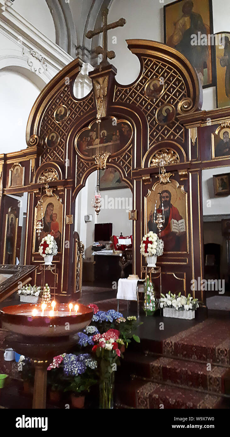 Der Tschechischen orthodoxen Kirche des hl. Cyrill und Methodius in Prag in der Tschechischen Republik hat ein Museum in der Krypta feiern braveryand Mut im WW2 Stockfoto