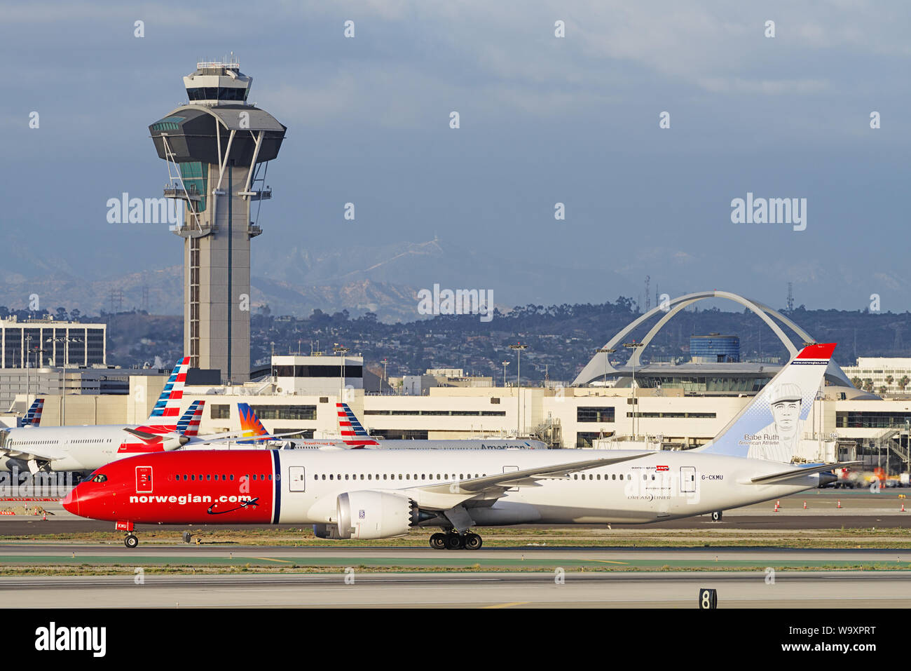 Das norwegische Flugzeug ASA Boeing 787 zeigte auf dem Los Angeles International Airport, LAX. Stockfoto