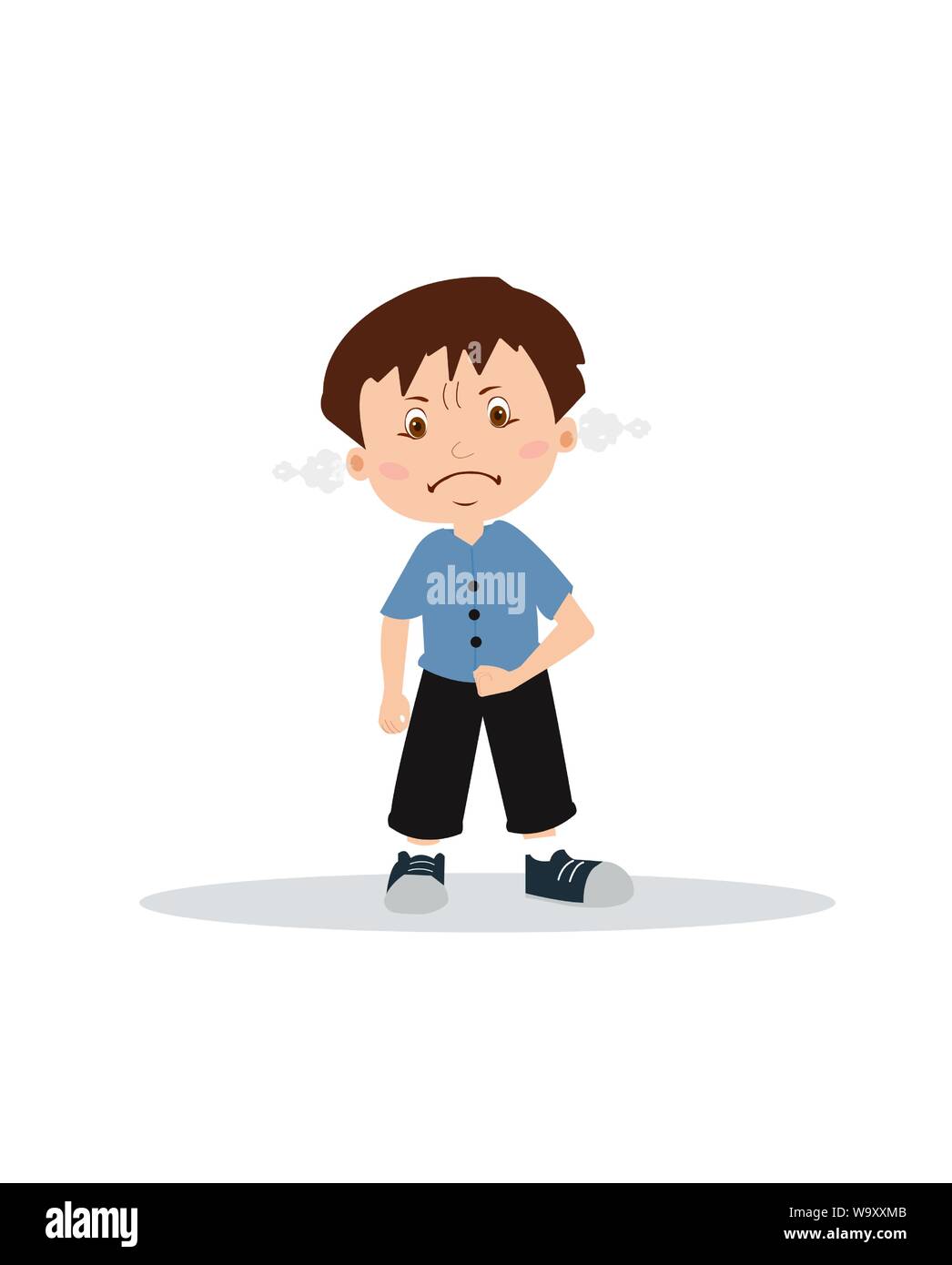 Vektor eines zornigen jungen Ausdruck der Frustration und stirnrunzelnd auf weißem Hintergrund. Stock Vektor