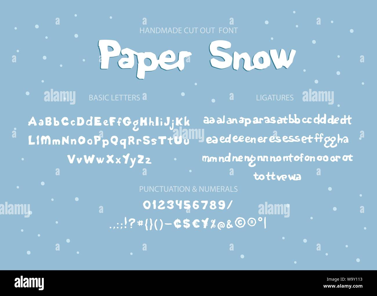 Handgefertigte font, Alphabet und Symbole, Papier Handwerk Design, schneiden Sie mit einer Schere aus Papier. Vector Illustration der lateinischen Buchstaben mit handgefertigten Textur. Stock Vektor