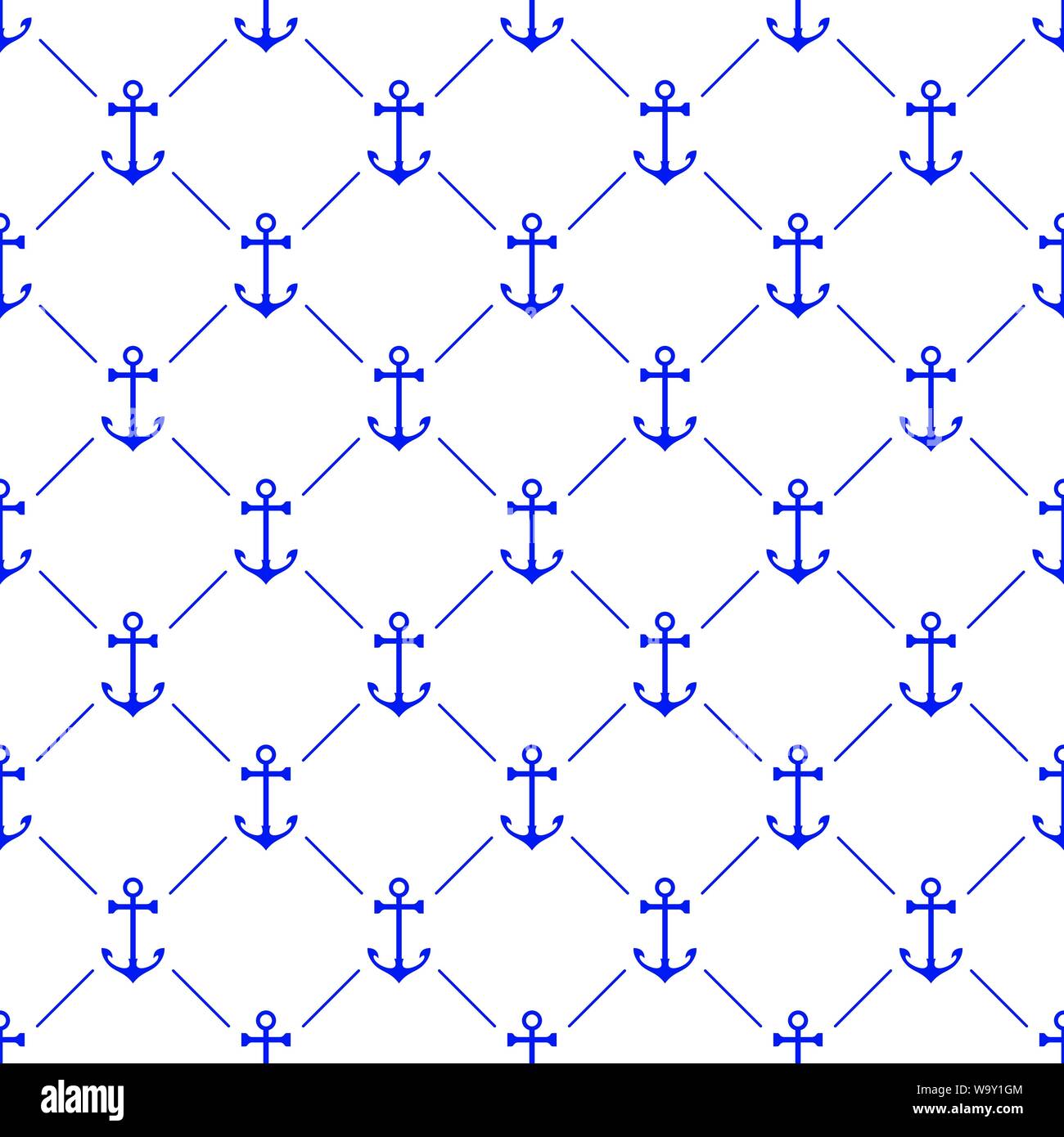 Anker nahtlose Muster Vektor. Nautische und Segeln wiederholt Symbol Hintergrundbild. Isolierte Fliesen- hintergrund abbildung. Stock Vektor