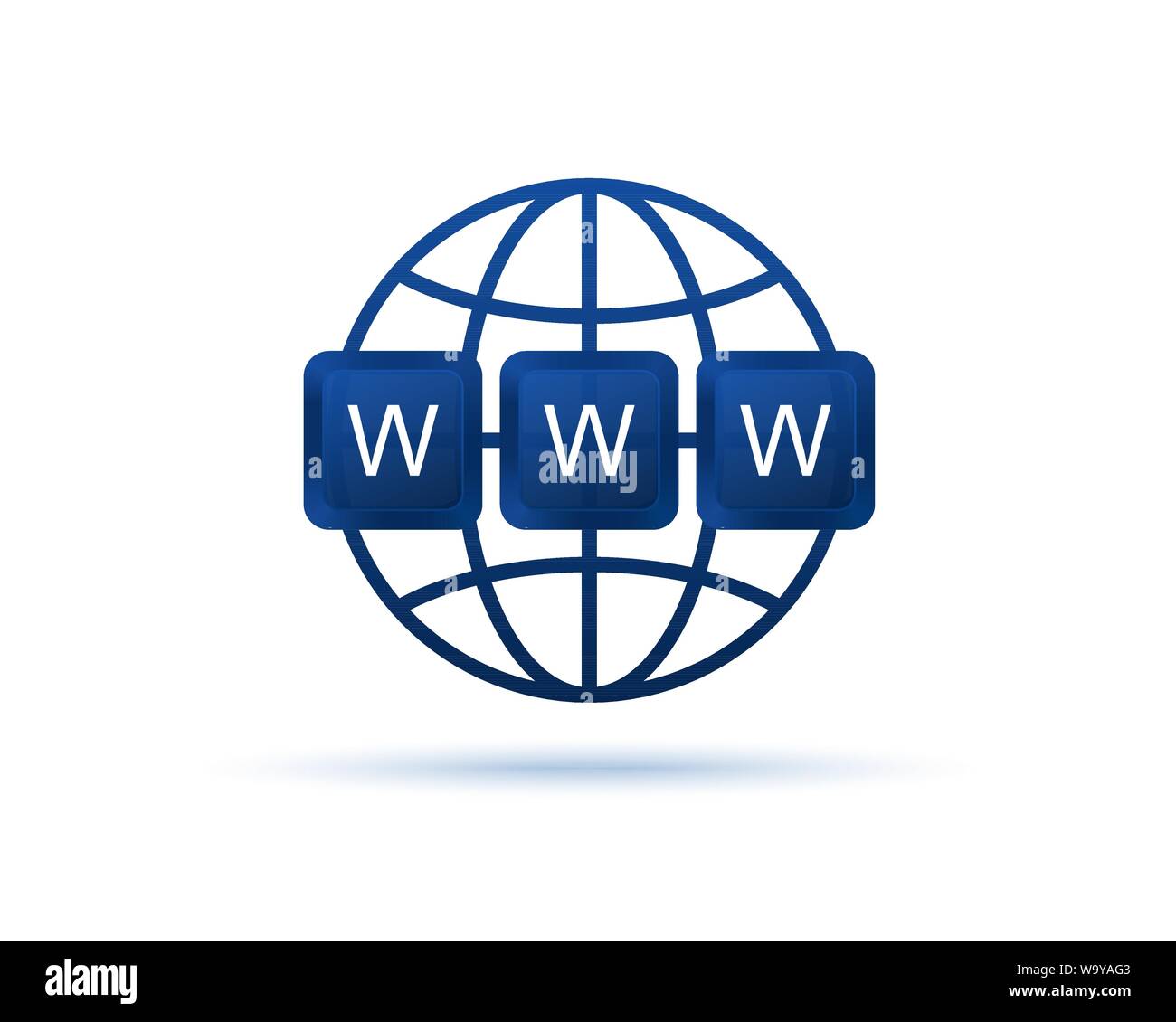 Symbol für WWW. World Wide Web. Website Symbol. Computer Tasten auf der Tastatur. Globus mit Text www. Internet Web site Konzept. Vector Illustration eps 10. Stock Vektor