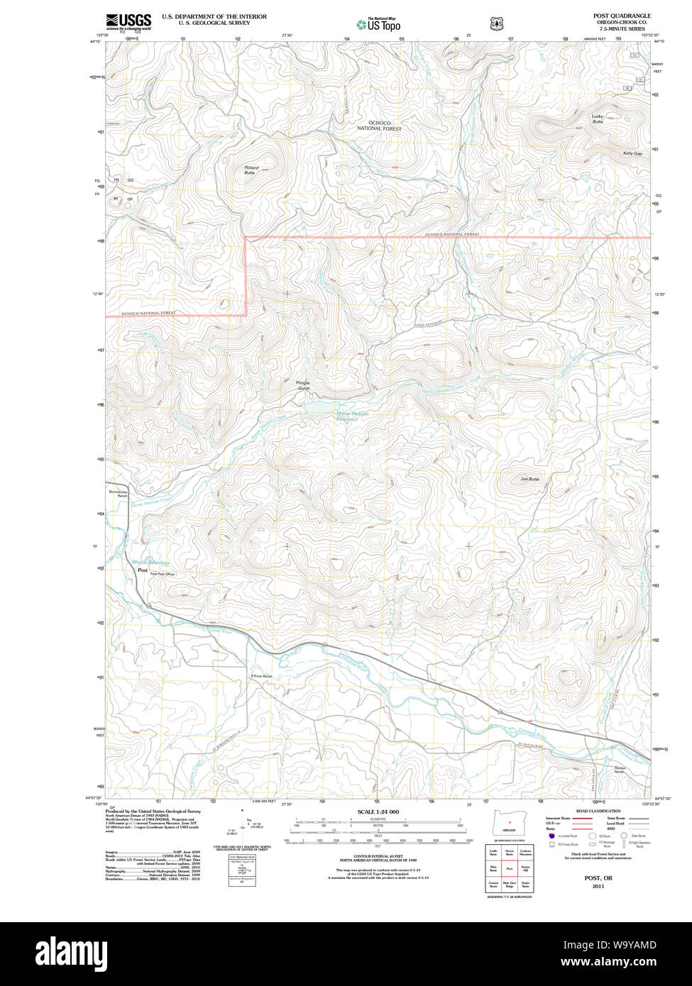 USGS Topo Karte Oregon Post 20110727 TM Wiederherstellung Stockfoto