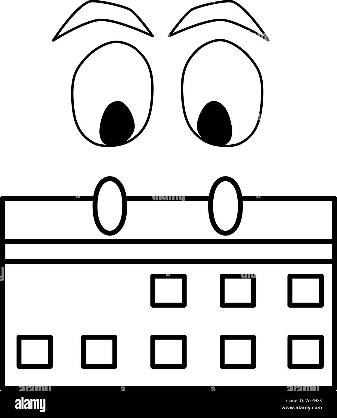 Kalender- und Augen-Symbol. Element Abbildung. Umrisse Objekt. Stock Vektor