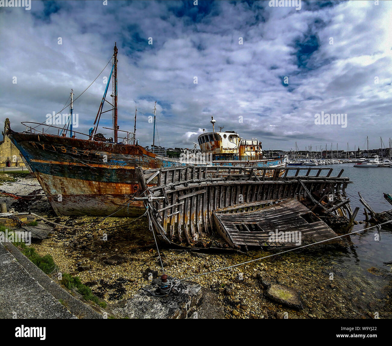 Camaret-sur-Mer. Friedhof der Fischerboote. Finistere. Bretagne. Frankreich Stockfoto