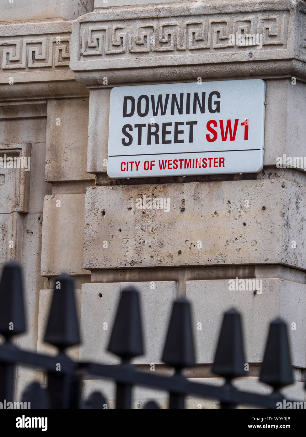 10 Downing Street Downing Street Sign - Downing Street im Herzen des Regierungsviertels von Whitehall in Westminster London. Die britische PM Stockfoto