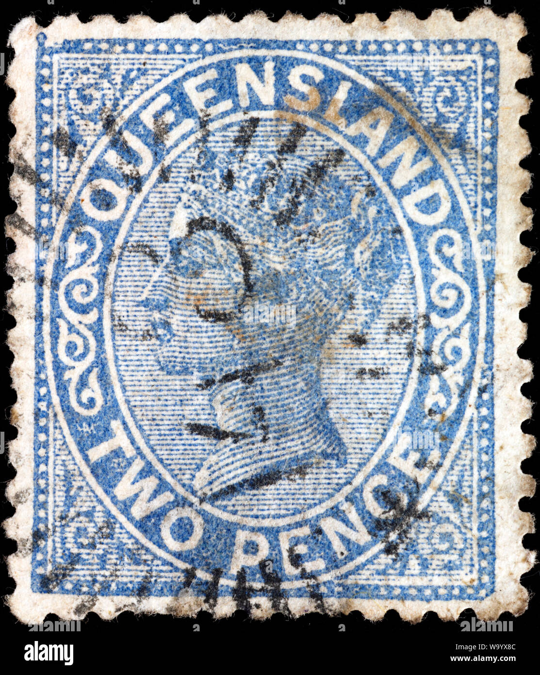 Königin Victoria (1819-1901), Briefmarke, Queensland, 1907 Stockfoto