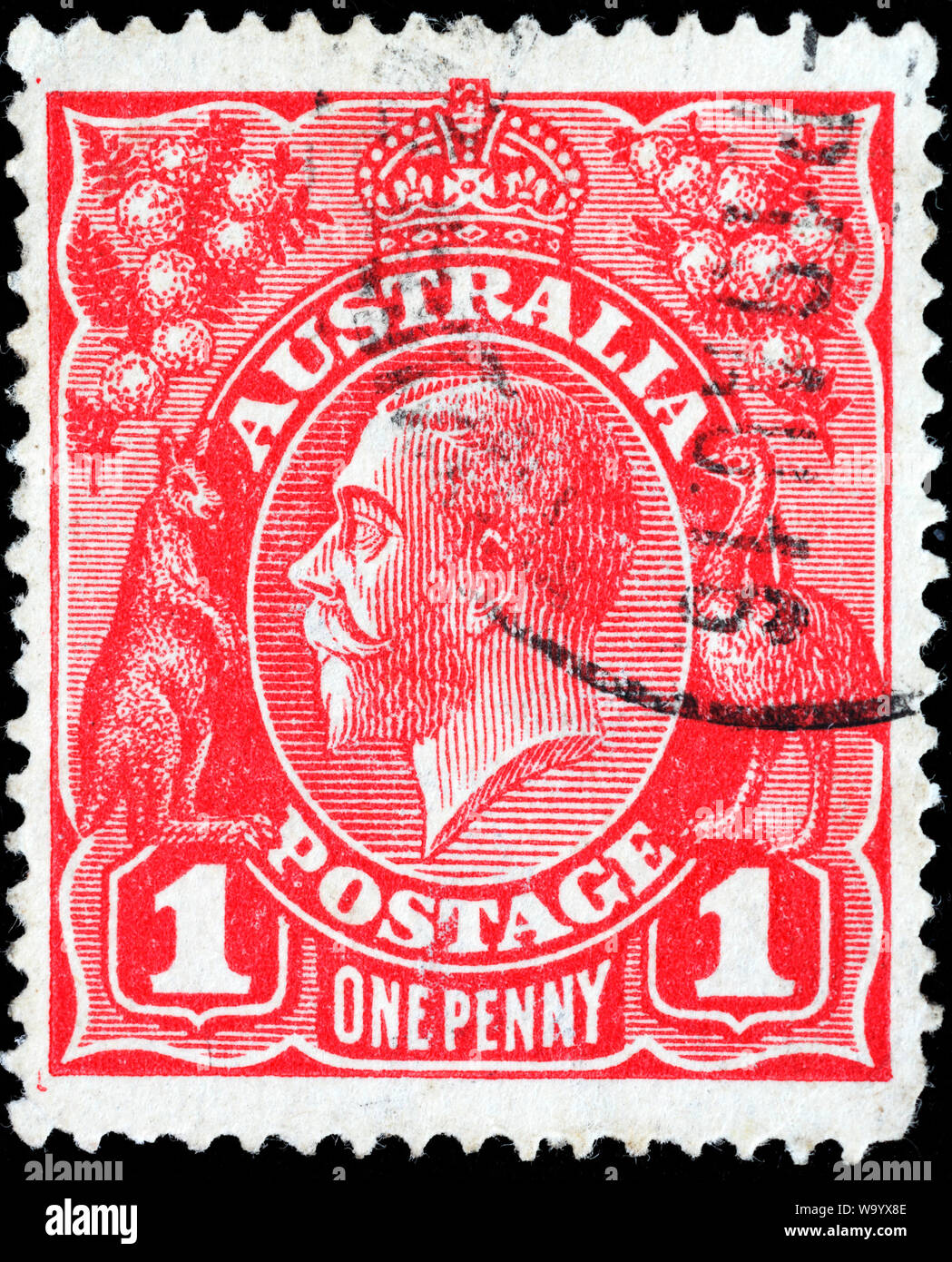 König George V. von England (1910-1936), Briefmarke, Australien, 1913 Stockfoto