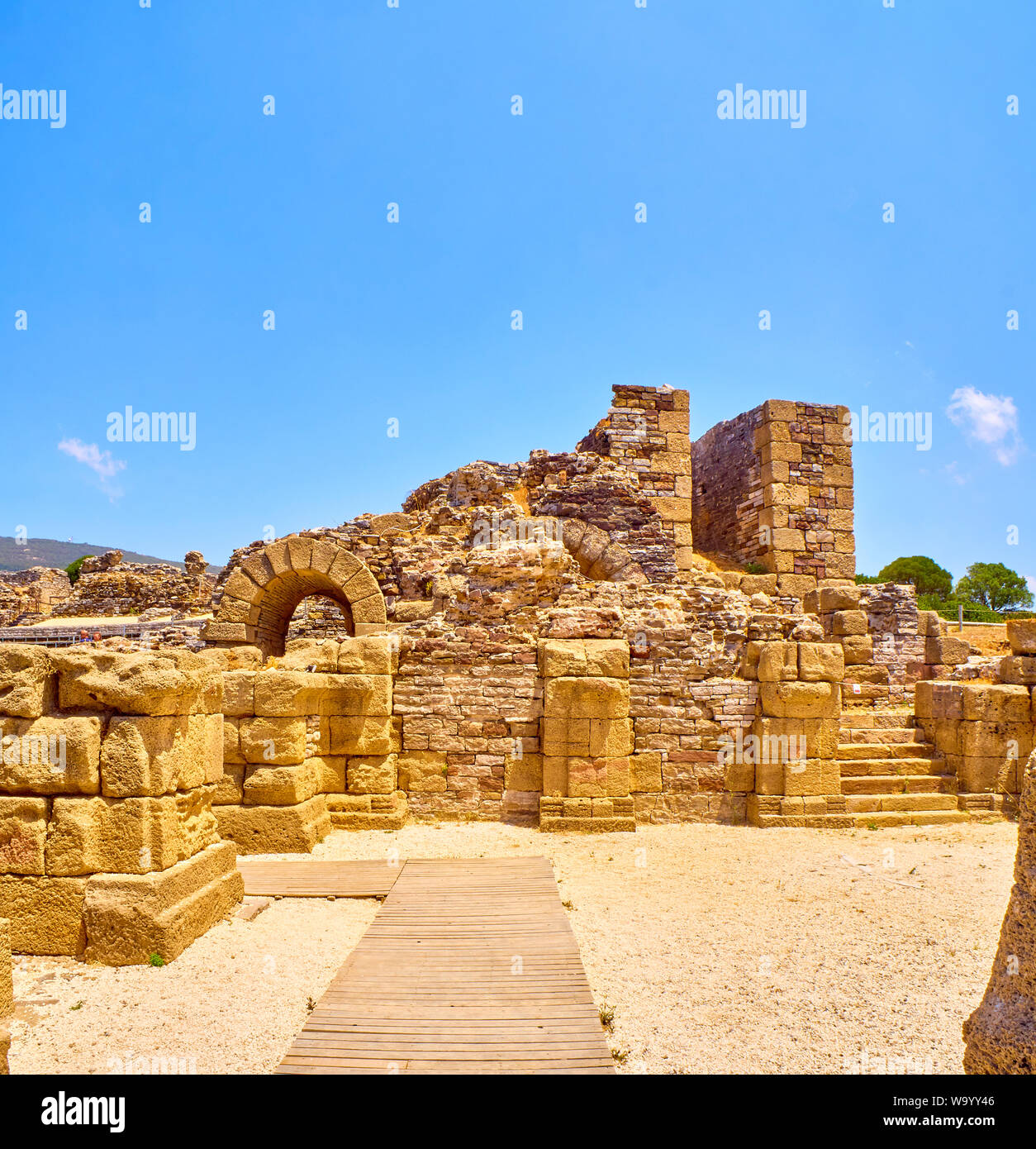 Parascaenium der Römischen Theater von Baelo Claudia archäologische Stätte. Tarifa, Cadiz. Andalusien, Spanien. Stockfoto