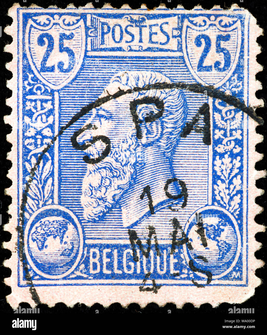 König Leopold II. von Belgien (1865-1909), Briefmarke, Belgien, 1885 Stockfoto