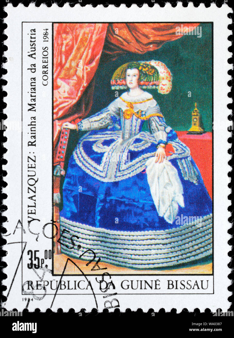 Diego Velazquez, Königin Maria Anna von Österreich, Briefmarke, Guinea-Bissau, 1984 Stockfoto