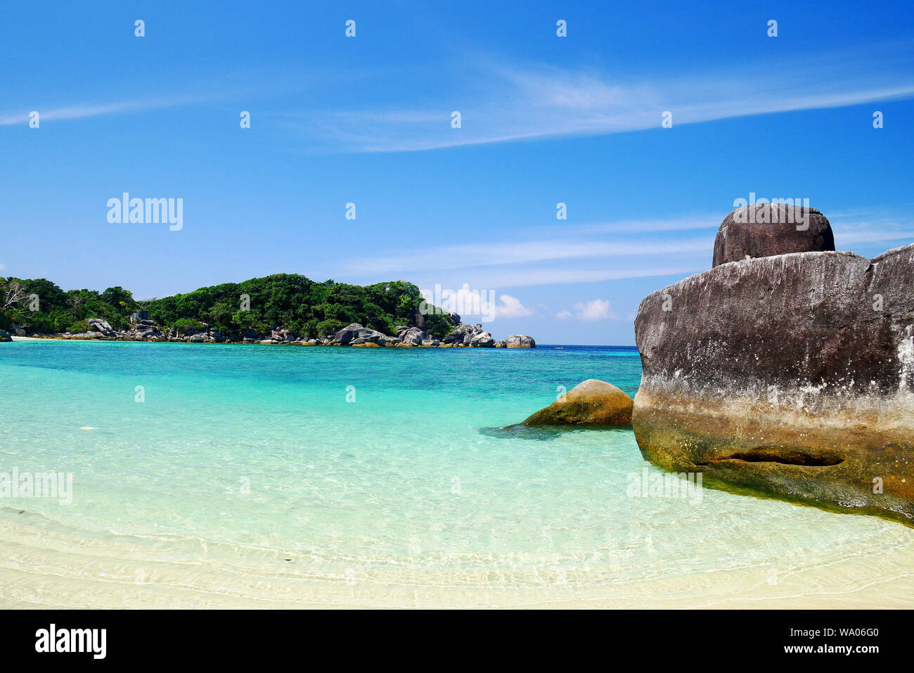 Boulder's Insel vielleicht am besten Spot für einen angenehmen Schwimmen ist moken Bucht - Mergui Archipel (Boulder Island, Insel 115, Shark Island, Ba Wei Insel), Stockfoto