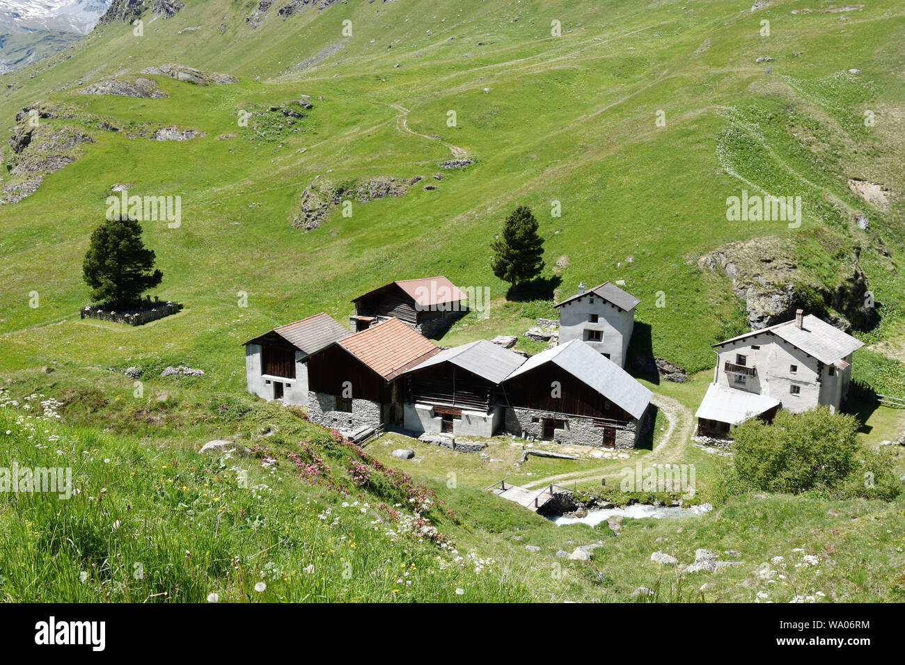 Die kleine Siedlung am Albulapass, Kanton Graubünden, Schweiz, Haus ...