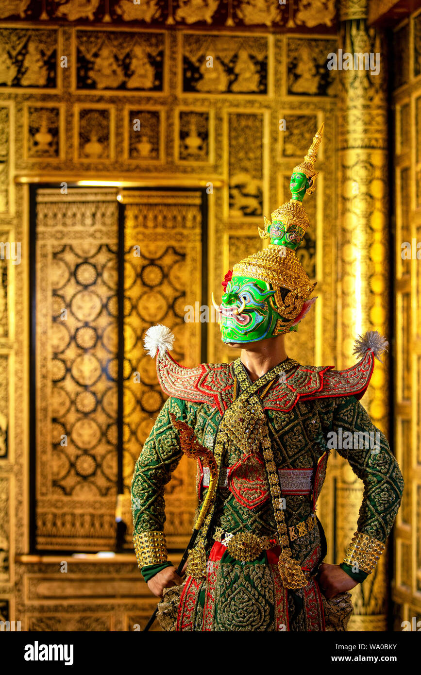 Khon Thailand portrait Tos-Sa-Kun Charakter Maske des Ramayana Geschichte Stockfoto