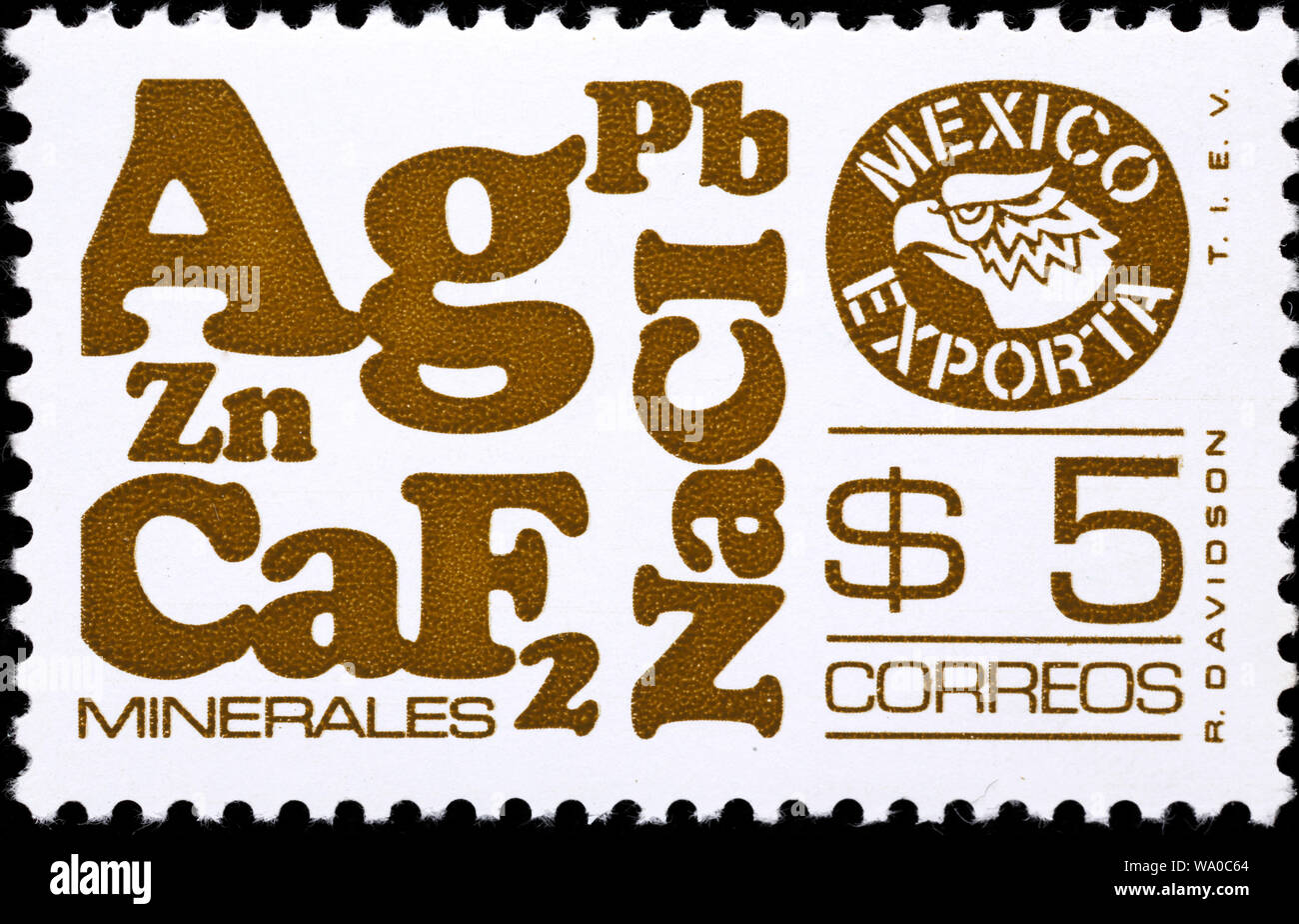 Mineralien, Briefmarke, Mexiko, 1979 Stockfoto
