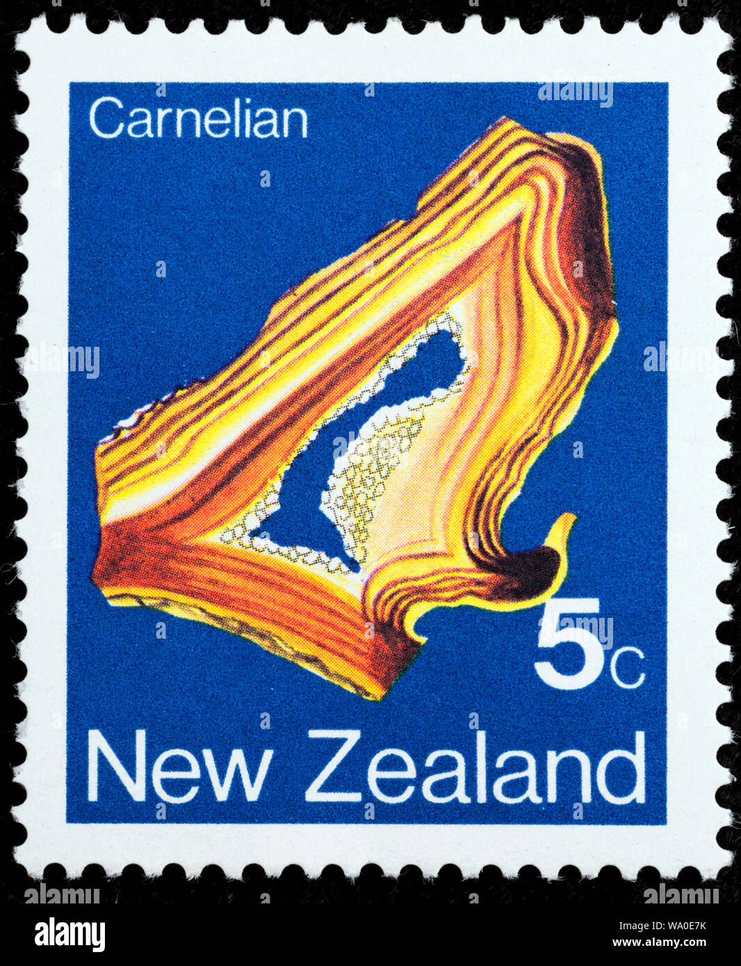 Karneol, Mineral, Briefmarke, Neuseeland, 1982 Stockfoto