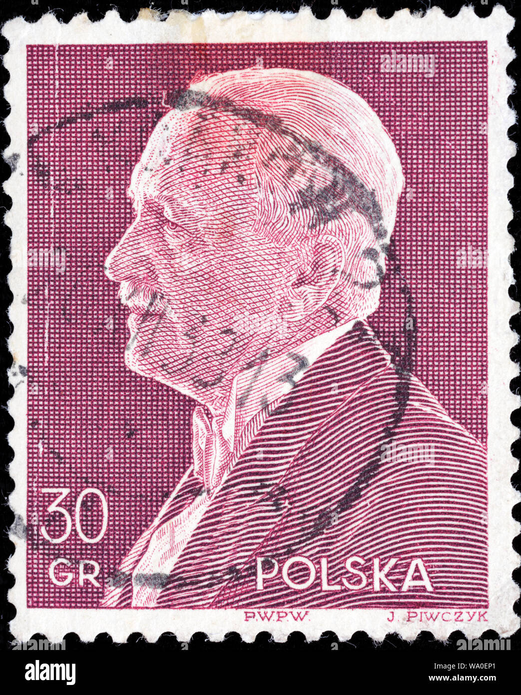 Ignacy Moscicki, polnischer Politiker und Chemiker, Präsident von Polen (1926-1939), Briefmarke, Polen, 1938 Stockfoto