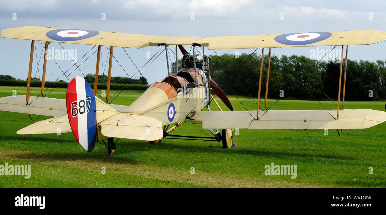 Die Royal Aircraft Factory B.E. 2 war eine britische single - Motor Traktor zweisitzigen Doppeldecker konzipiert und im Royal Aircraft Factory entwickelt. Stockfoto