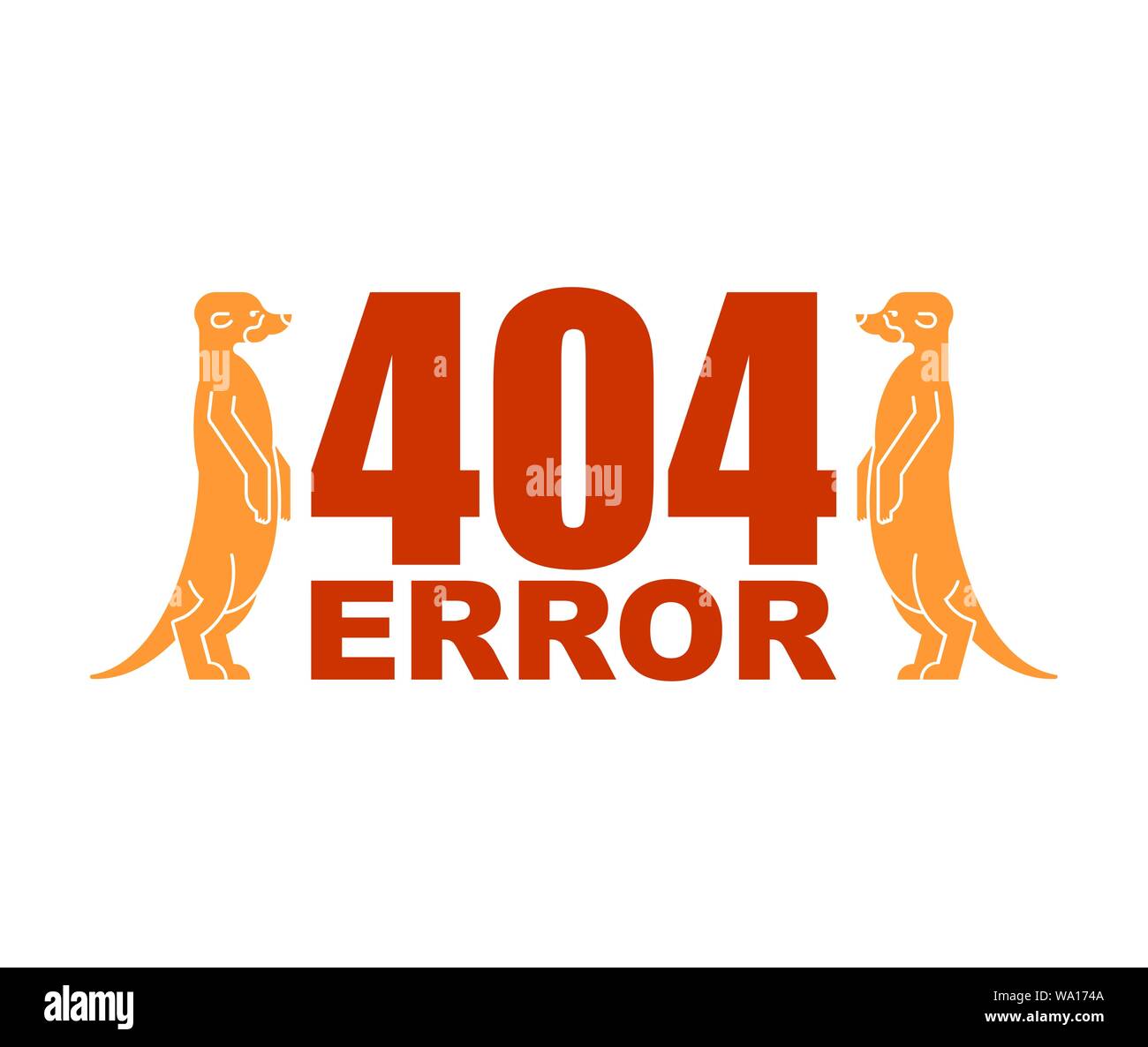 Fehler 404 Seite und Erdmännchen. Erdmännchen stehen und warten. Kleine Mungo unterzeichnen. Webseite nicht gefunden. Vector Illustration Stock Vektor