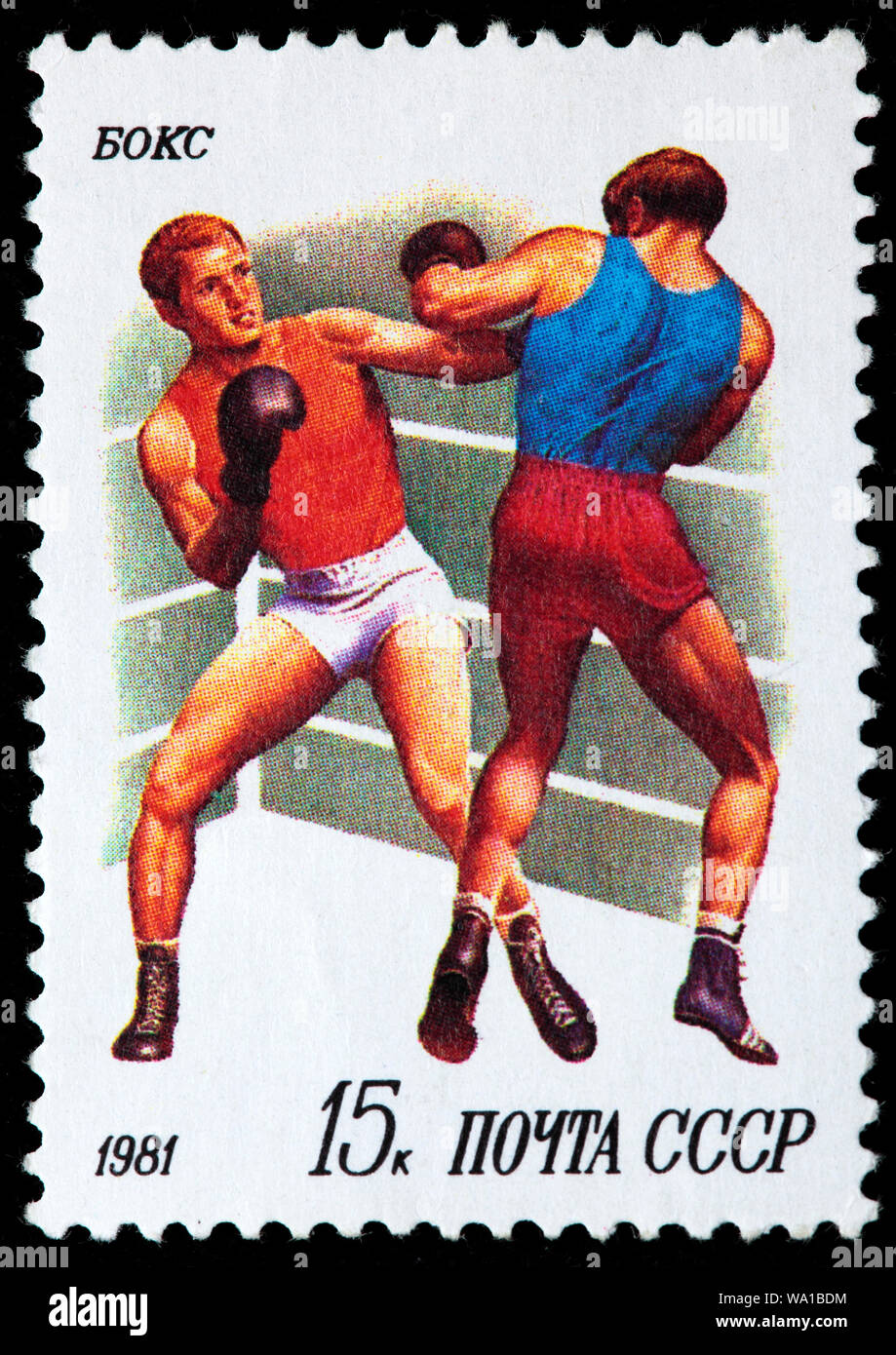 Boxen, Sport, Briefmarke, Russland, UDSSR, 1981 Stockfoto