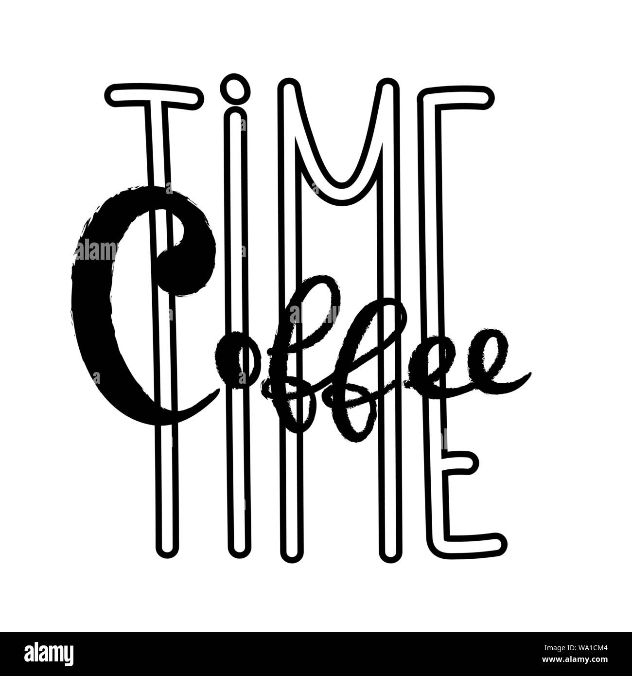 Kaffee Typografie unterzeichnen. Kaffee text für Dekoration, Shop, Schale, Maschine. Cafe zeichen Vorlage. Koffein Schriftzug Hand gezeichnet. Kalligraphie für Kaffee logo Stock Vektor