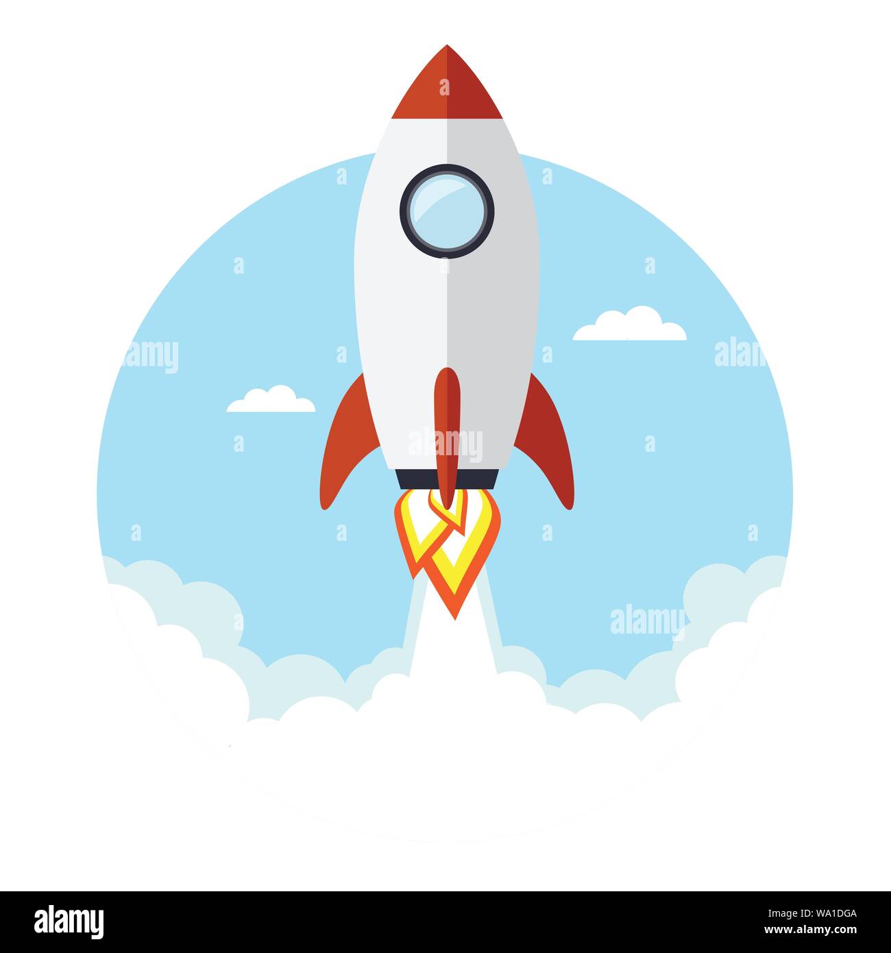 Rakete fliegen in den Himmel. Vector Illustration Stock Vektor