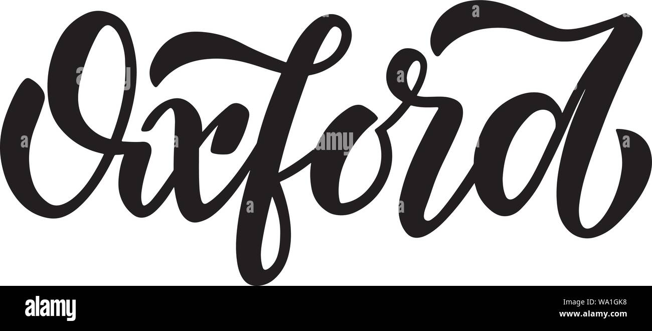 Stadt Oxford Script Logo oder Typografie Schriften für eine Postkarte, Poster oder andere Stock Vektor