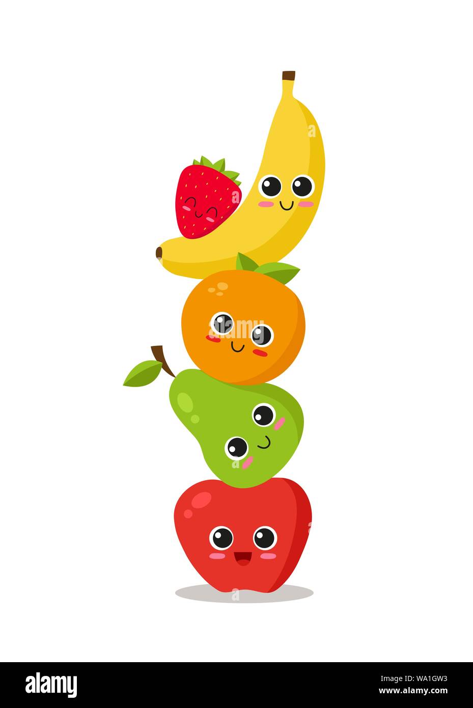 Süße Früchte angehäuft, süße Früchte angehäuft, die eine Spalte. Vector Illustration Stock Vektor