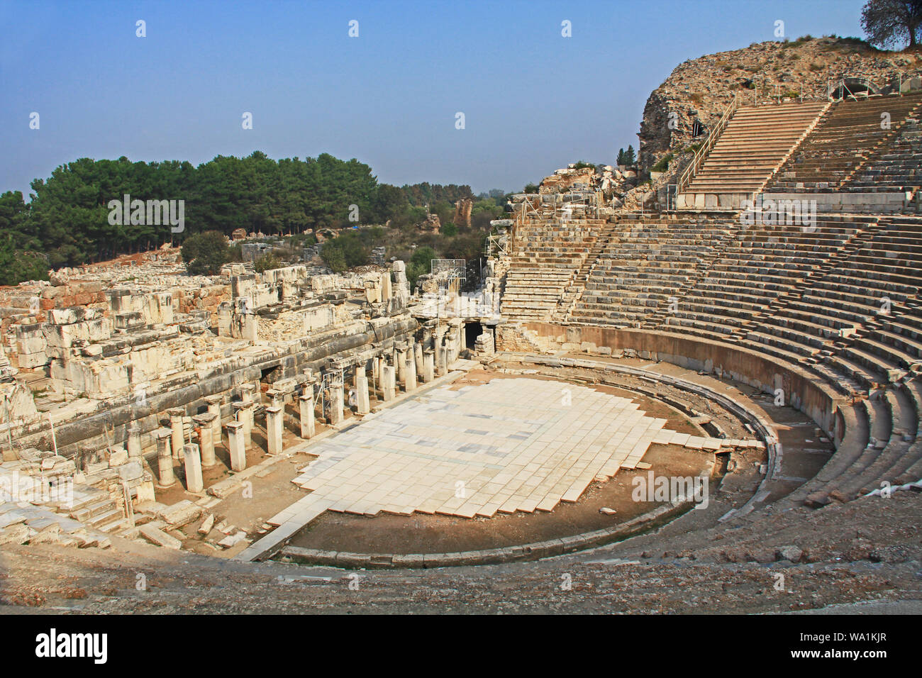 Die archäologischen Ruinen der Großen Theater in Ephesus in der Türkei Stockfoto