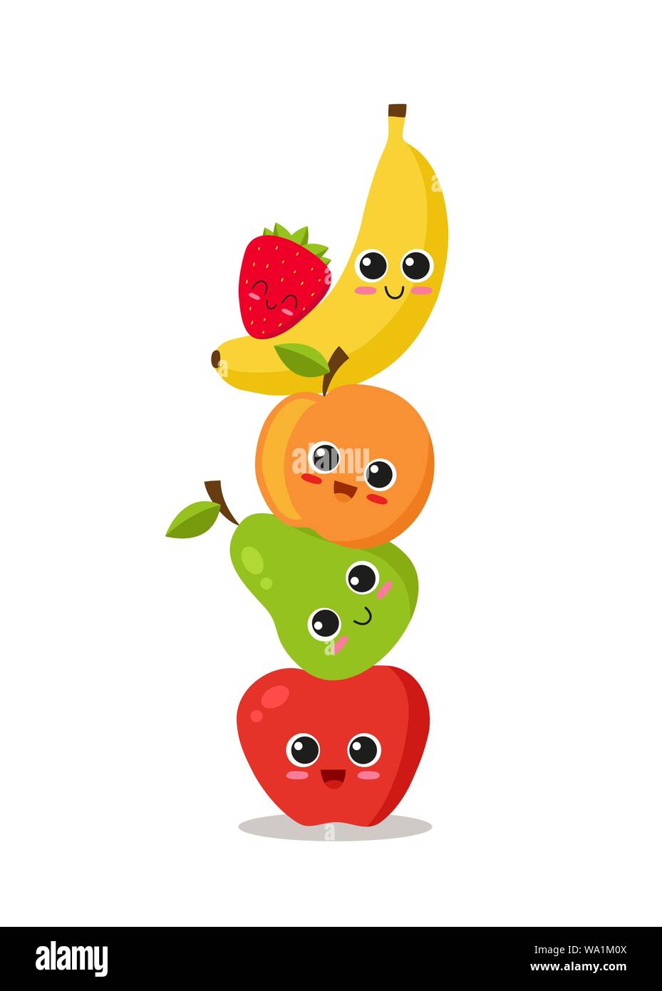 Süße Früchte angehäuft, süße Früchte angehäuft, die eine Spalte. Vector Illustration Stock Vektor
