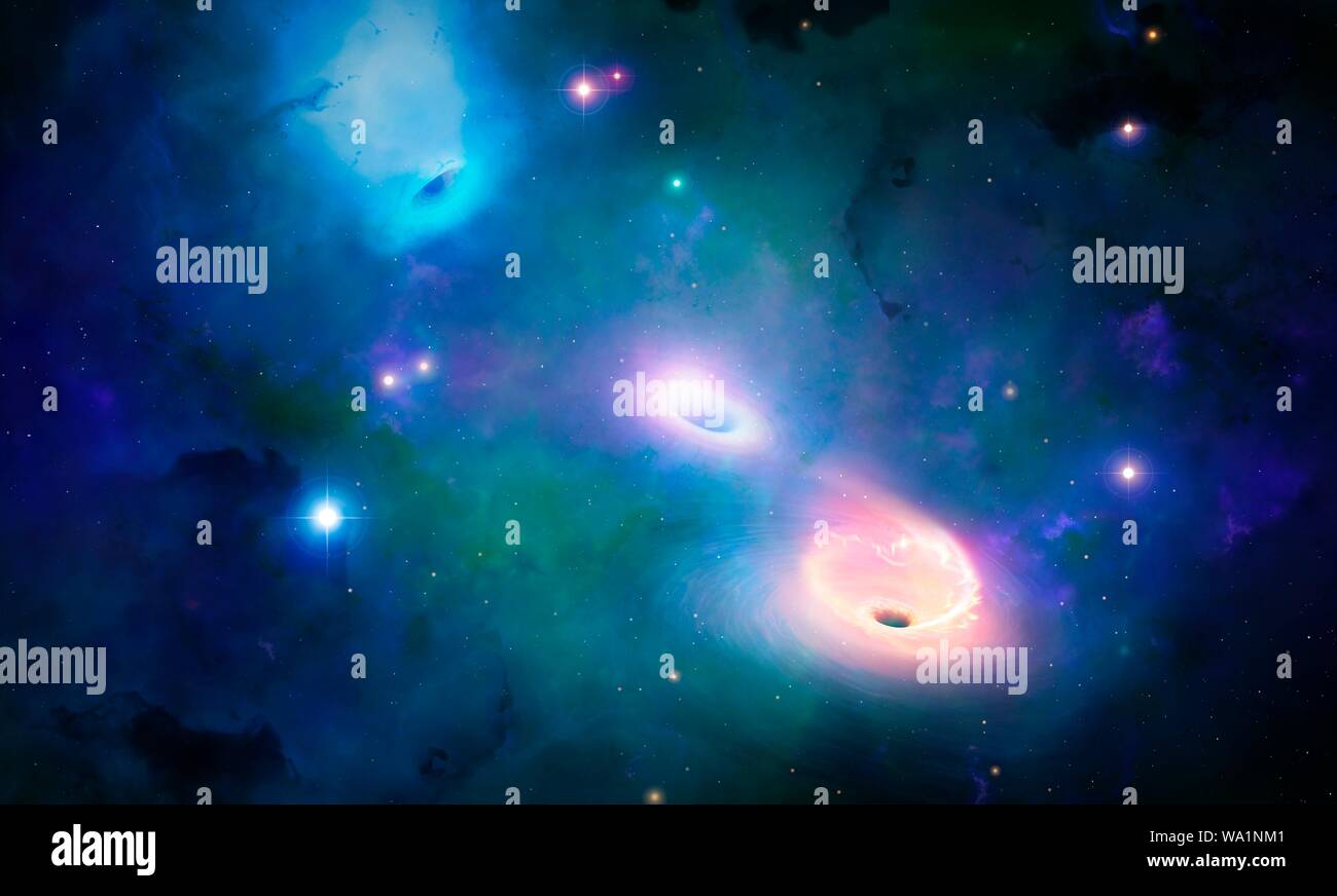 Ein Cluster ist eine Gruppe von Sternen, von denen mehrere in Schwarze Löcher, deren Schwerpunkt die Cluster Urlaub zusammen, lange nachdem es normalerweise abgeführt haben gedreht haben. Stockfoto