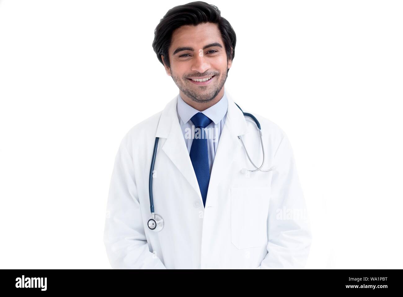 Doktor mit Stethoskop, Portrait. Stockfoto