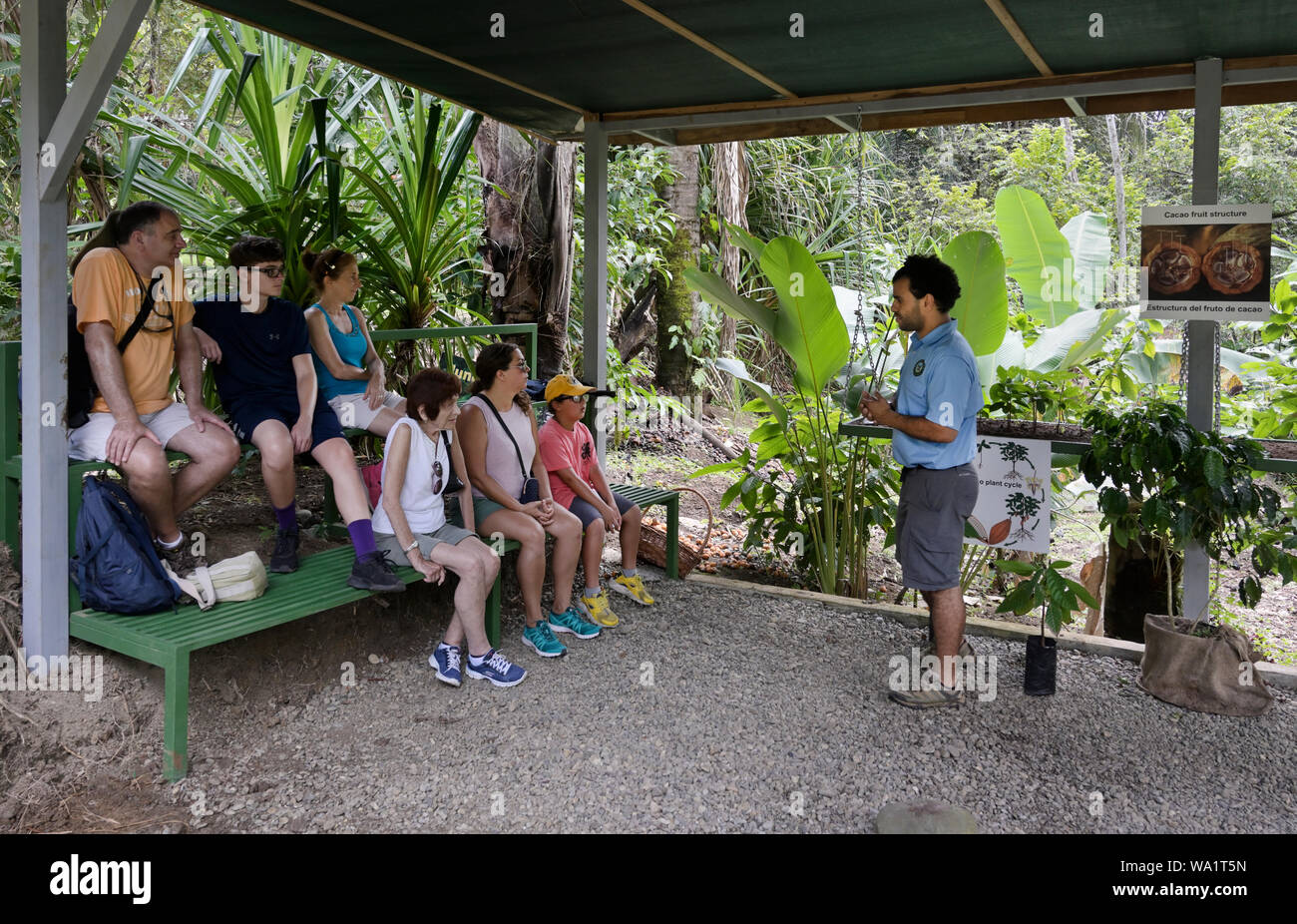 Schokolade tour Präsentation, Manuel Antonio, Costa Rica Stockfoto
