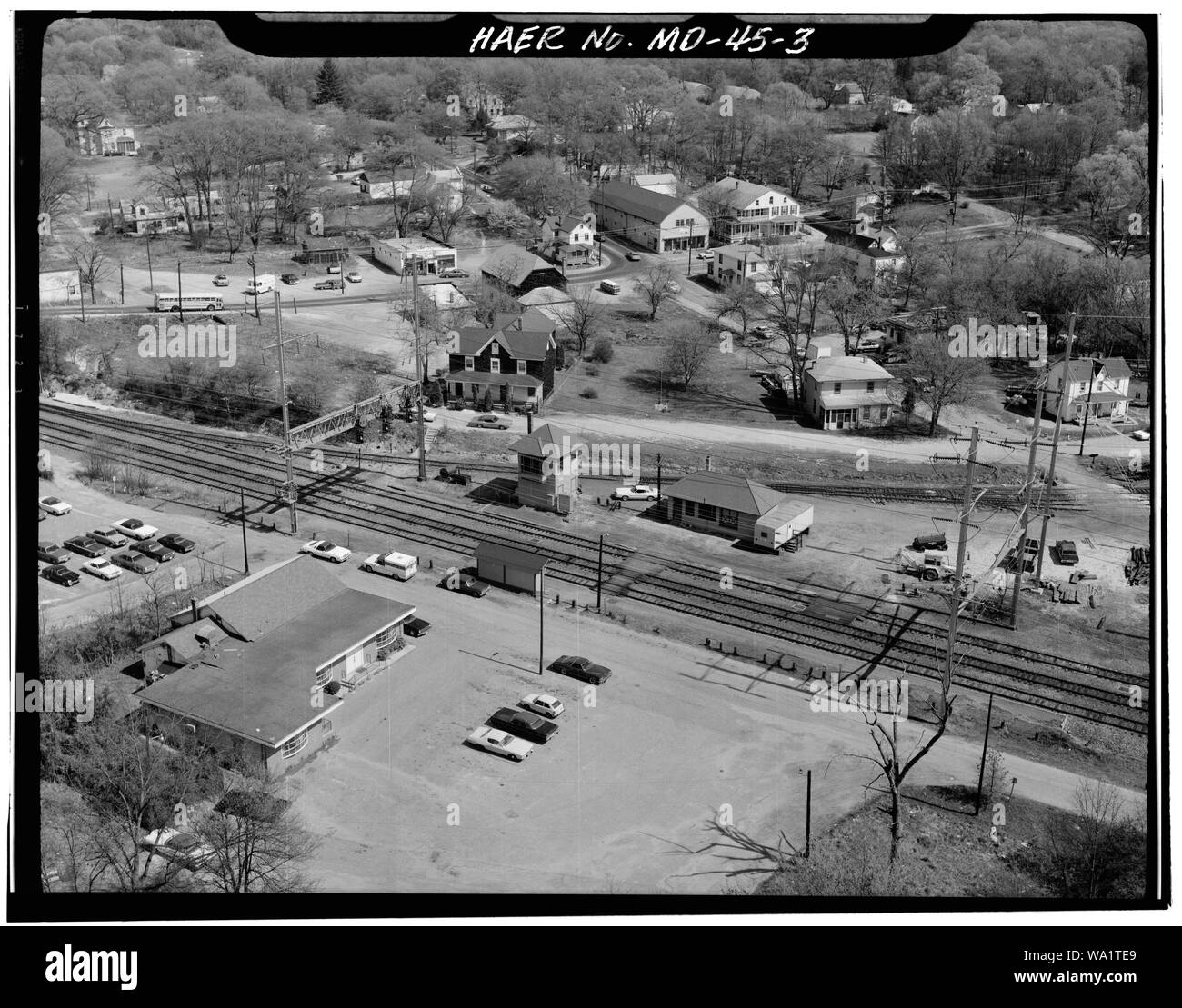 BOWIE VERRIEGELUNG TURM UND PERSONENBAHNHOF. BOWIE, PRINCE GEORGES CO., MD. Sec. 1201, MP 120.50. - Nordosten Railroad Corridor, Amtrak Route zwischen Bezirk und Maryland-Delaware Columbia-Maryland State Line State Line, Baltimore, unabhängige Stadt, MD Stockfoto