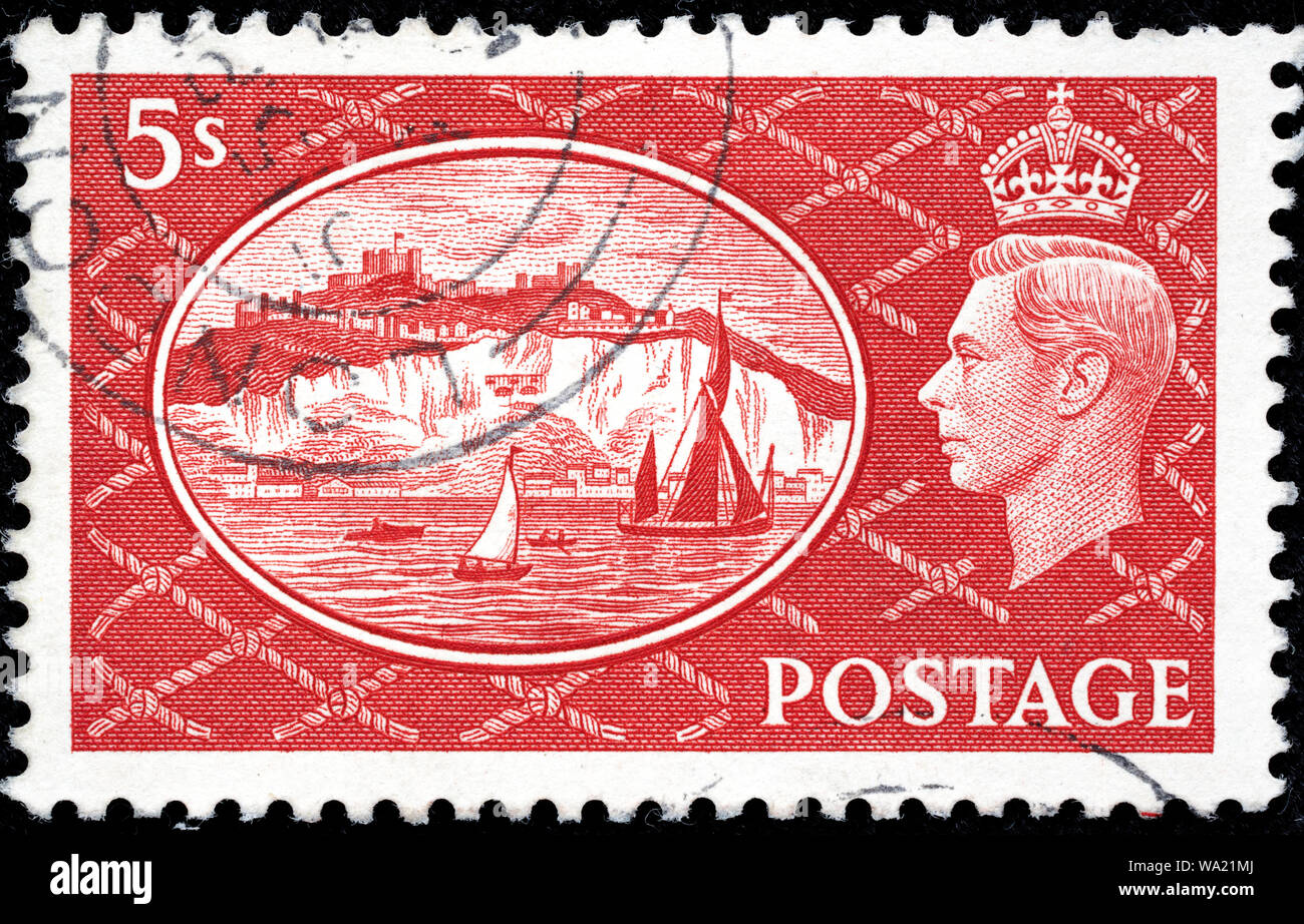 Weißen Klippen von Dover, König George VI, Briefmarke, UK, 1951 Stockfoto