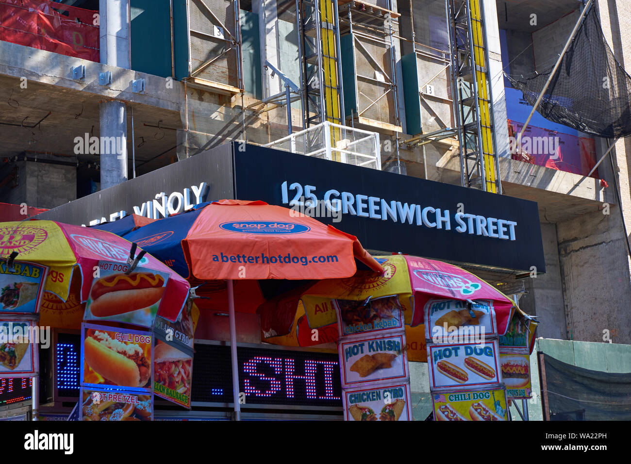 Bau bei 125 Greenwich St., NYC Stockfoto