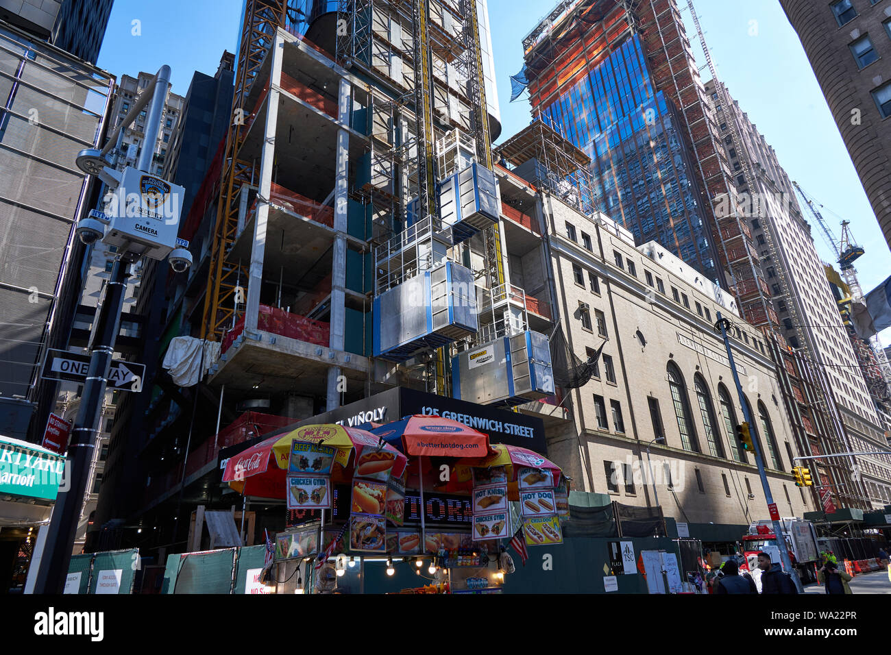 Bau bei 125 Greenwich St., NYC Stockfoto